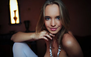 18 year old beauty Kaci Starr stripping off satin bra and panty set